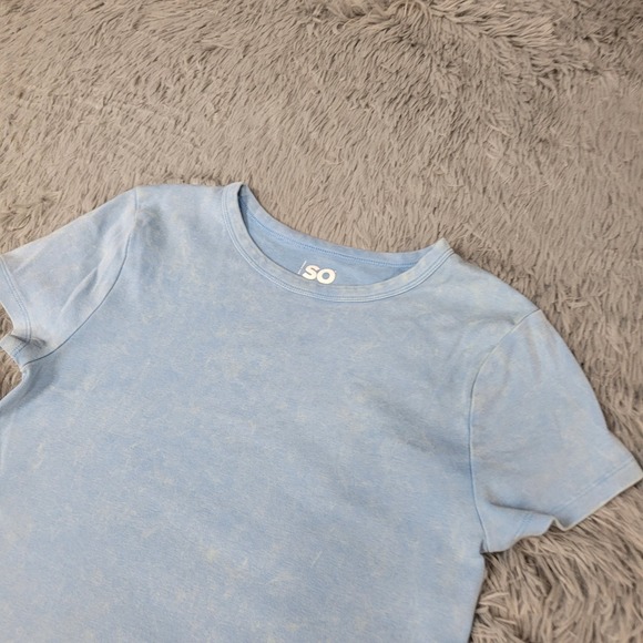 So Girls Large Blue Cap Sleeve Short Tee Crew Neck Top - Picture 2 of 7